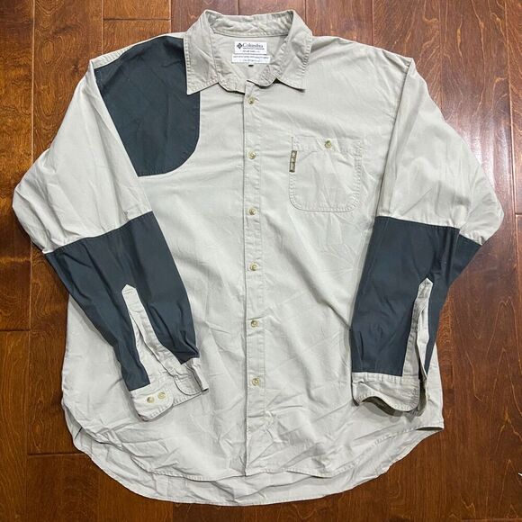 Columbia Sportswear Vintage Hunting Tan Green Button Front Shirt Mens Size XXL - Picture 3 of 8